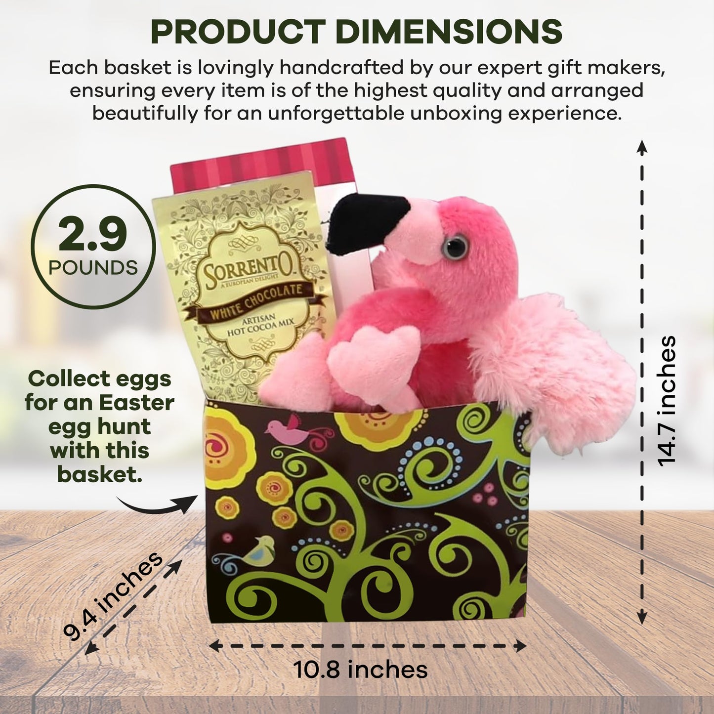 Gift Basket Village Easter Sweets Gift Basket Pre Filled Easter Basket Ideas for Kids & Adults with Candy, Plush Flamingo, Cocoa, and Cookies, Teenage
