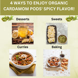SPICY ORGANIC Green Cardamom Pods - 2 lb - Whole Cardamon Seeds for Authentic Spice Flavor, Natural Cardamon Pod for Tea, Cooking, and Baking- USDA