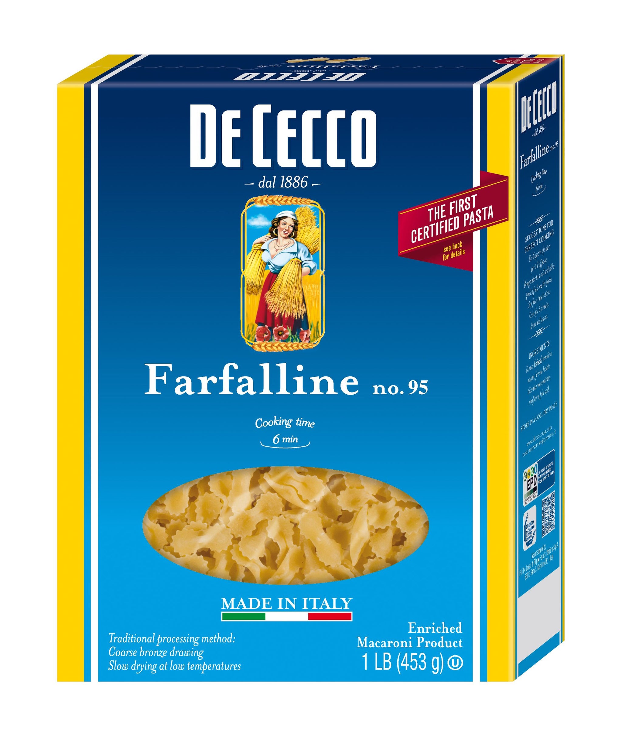 De Cecco Semolina Pasta, Farfalline No.95, 1 Pound