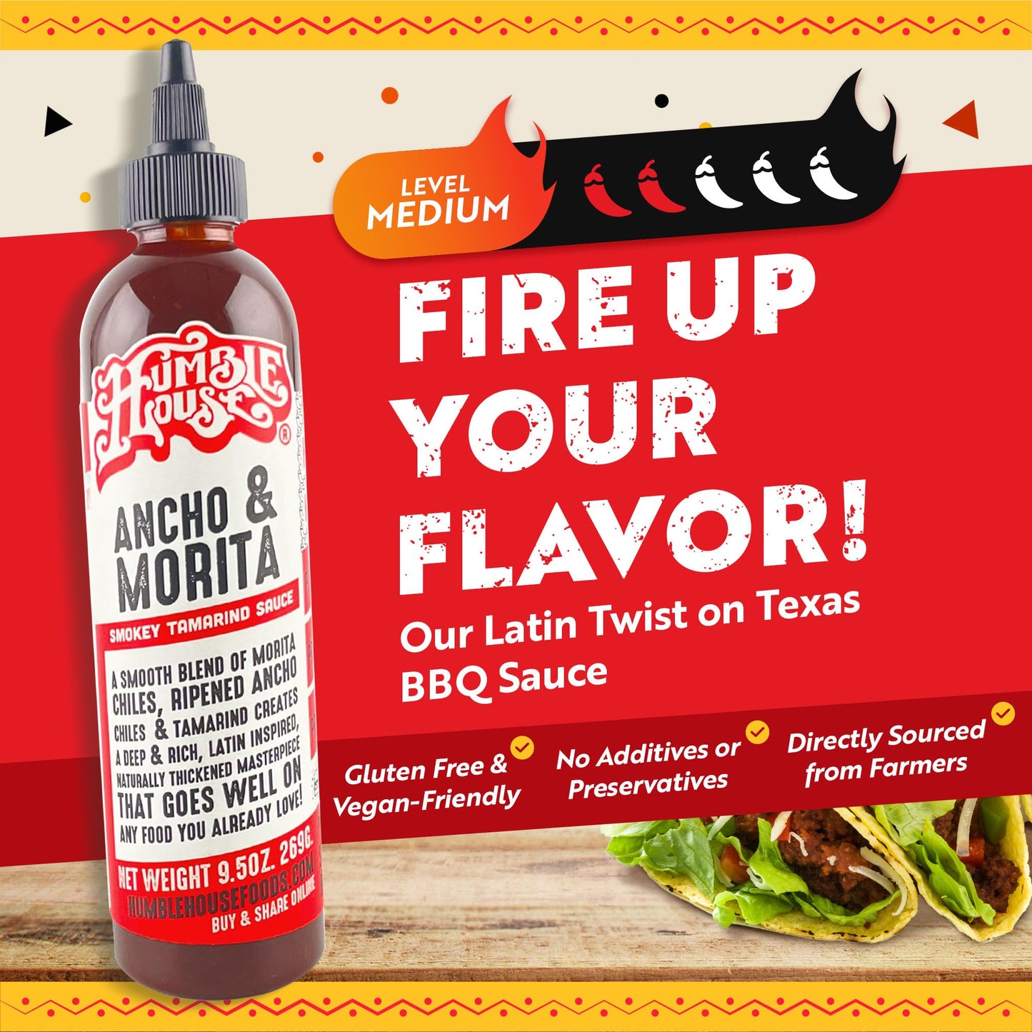 Humble House - Ancho & Morita Chiles Hot Sauce, Low in Calories and Sodium, Vegan Condiments for Chicken Wings, Steaks, Tacos, Burgers & More