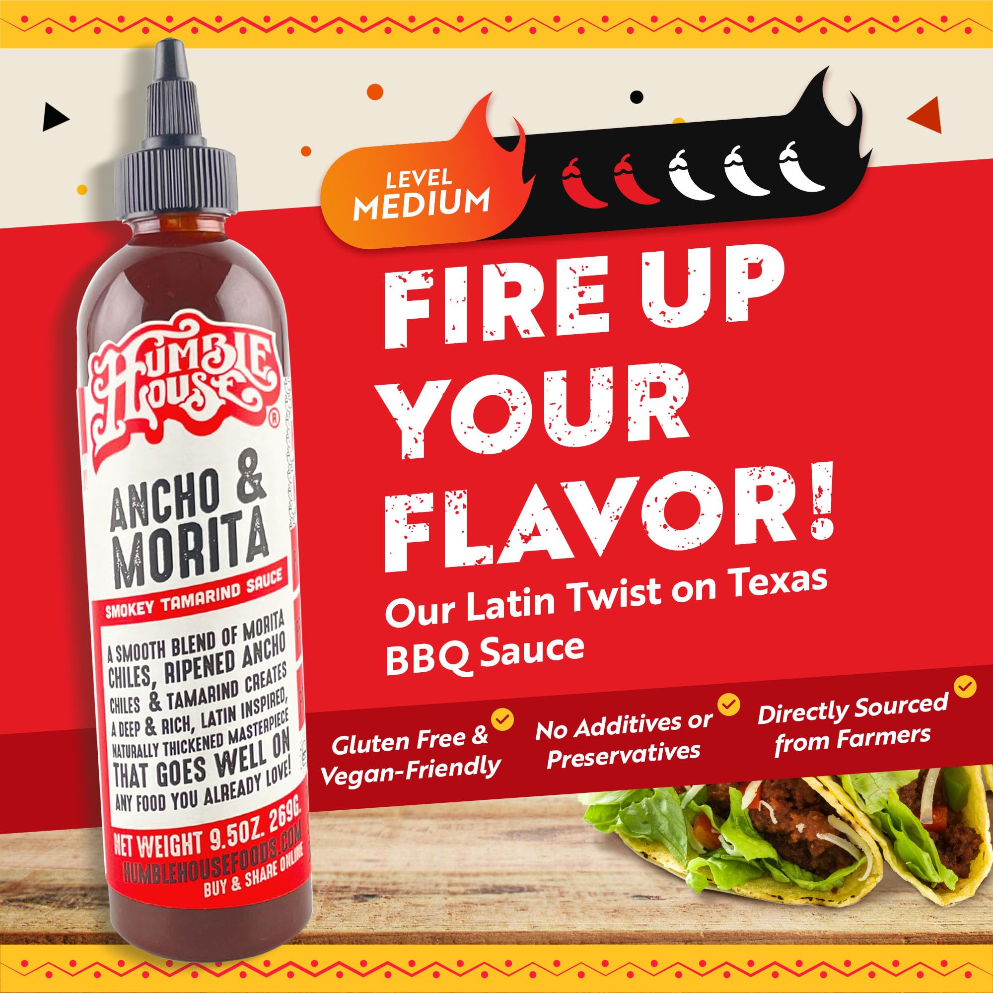 Humble House - Ancho & Morita Chiles Hot Sauce, Low in Calories and Sodium, Vegan Condiments for Chicken Wings, Steaks, Tacos, Burgers & More