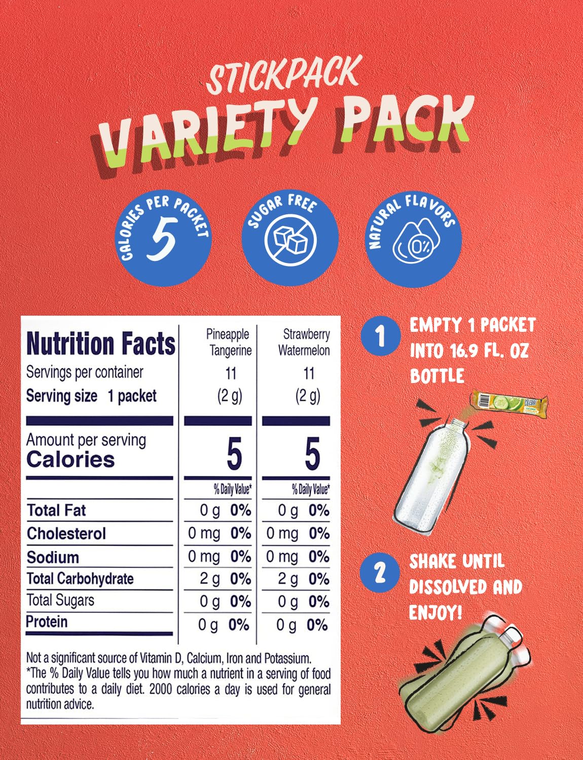 Klass Aguas Frescas, Powdered Drink Mix Variety Pack, 44 Singles Zero Sugar & Caffeine-Free Powder Packets, Water Drink Mix, Flavors: Cucumber Limeade