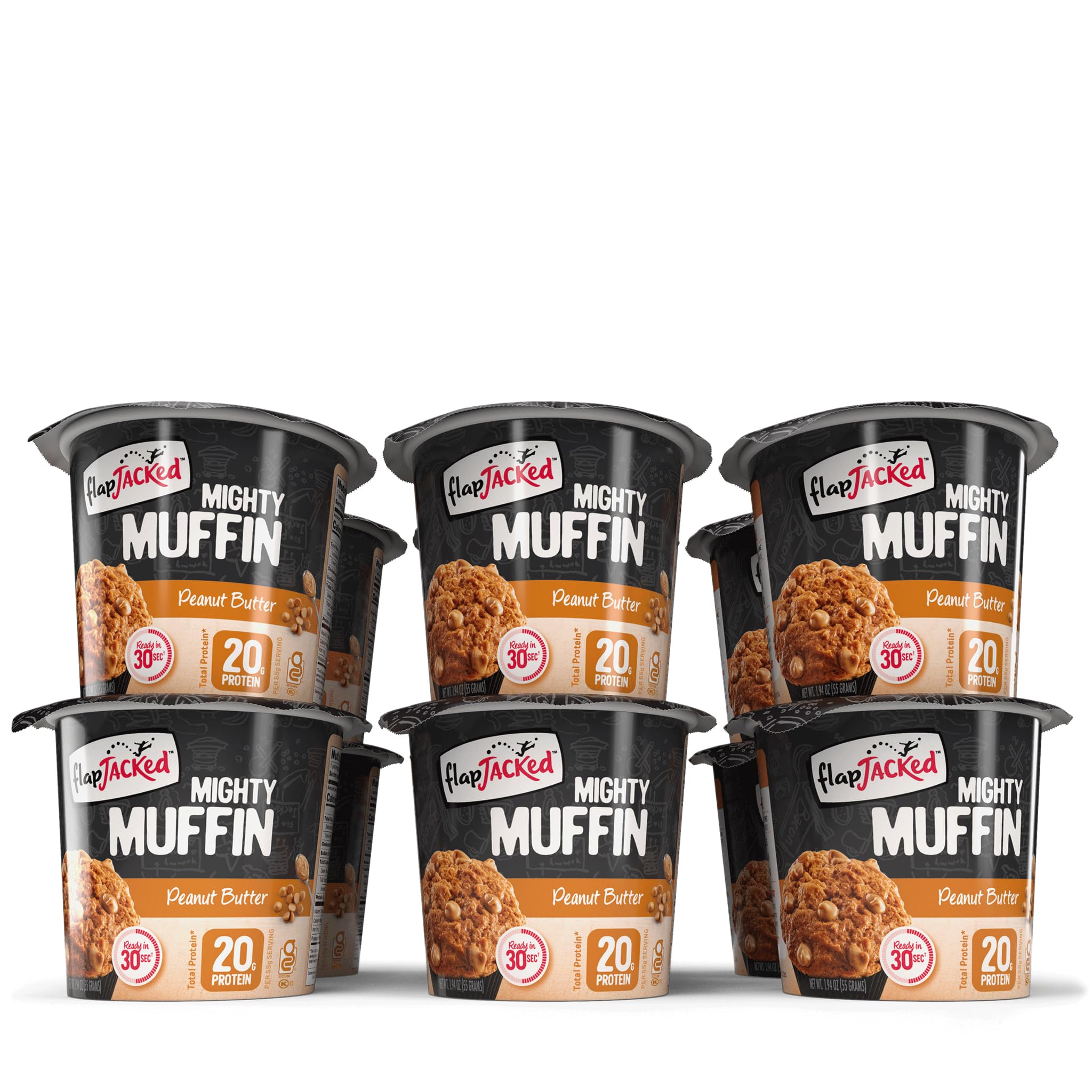 FlapJacked Mighty Muffins, Gluten-Free Peanut Butter, 12 Count (FID27470)