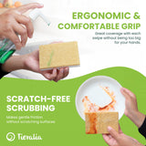 Tieralia Natural Dish Sponge Set - 12-Pack Eco-Friendly & Compostable Scrubbers | Cellulose & Sisal | Non-Toxic, Odor-Free, Reusable Kitchen Sponges