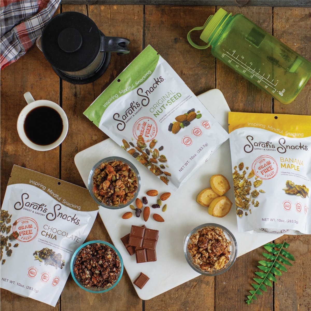 Sarah's Snacks Chocolate Chia Grain Free Granola | Paleo | Low Carb | No Refined Sugar | Gluten Free | Vegan | Dietitian Formulated | 10 oz Bag (Pack