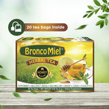 BRONCOMIEL Tea Bags - Honey Herbal Tea for Coughing and Soreness - Eucalyptus, Ginger and Lemon Tea - Sweet Honey Flavor - Easy to Prepare - Herbal