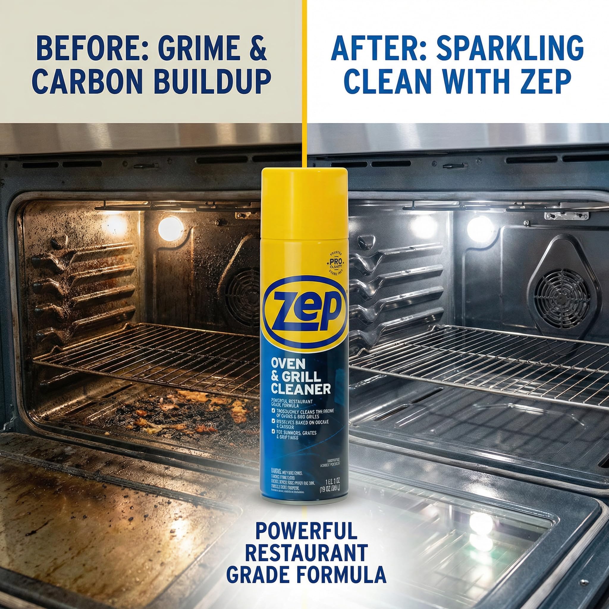 No Scent Oven And Grill Cleaner - 19 oz Foam Spray - Oven Cleaner and Grill Cleaner for Kitchen - Stove Top Cleaner Degreaser - 3 Count Value Pack