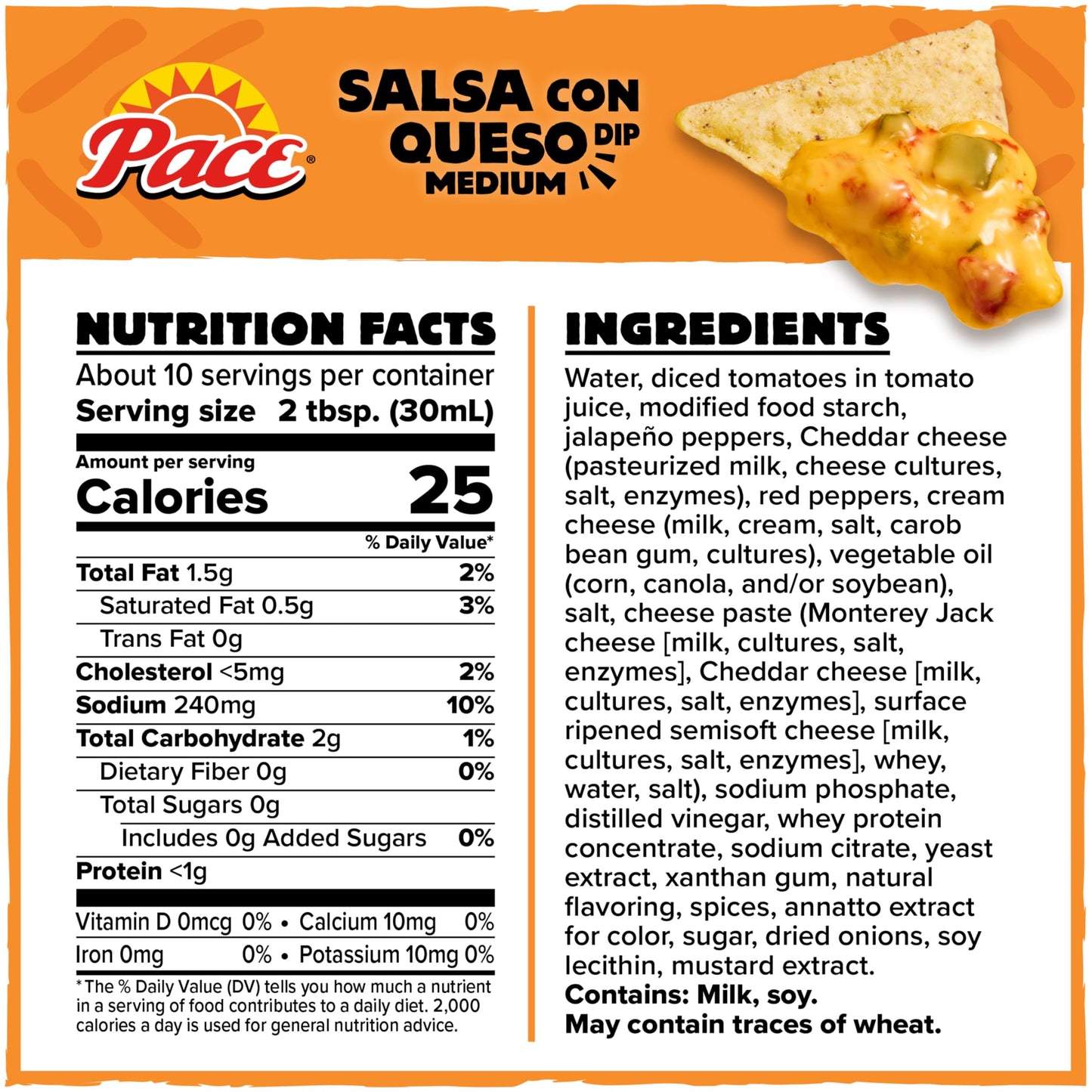 Pace Salsa Con Queso Dip, Cheese Dip, 11 oz Microwavable Bowl