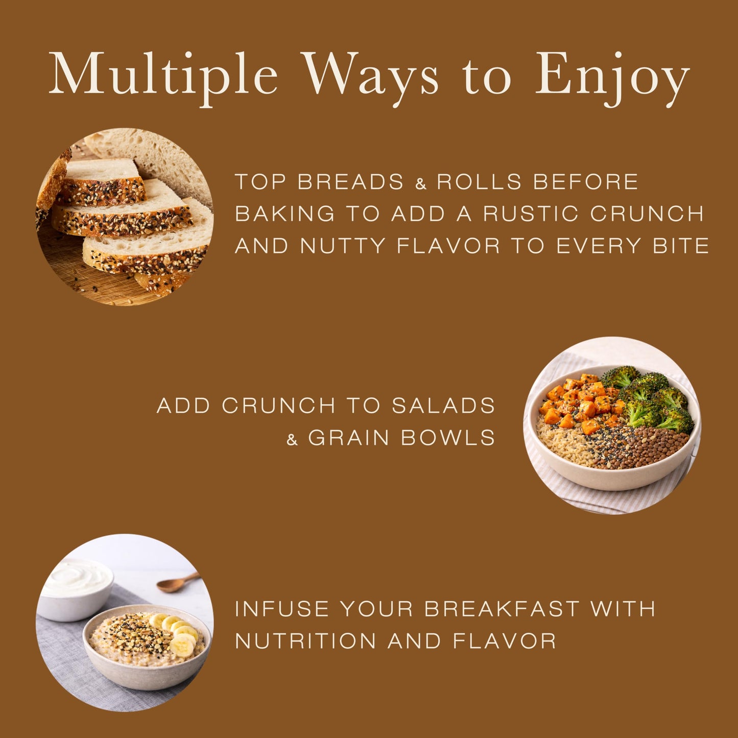 Seeds Rustique Seasoning - Salt-Free Blend with Sesame, Sunflower and Flax Seeds | Perfect for Everything Bagel, Avocado Toast, Salads, Bread Dipping