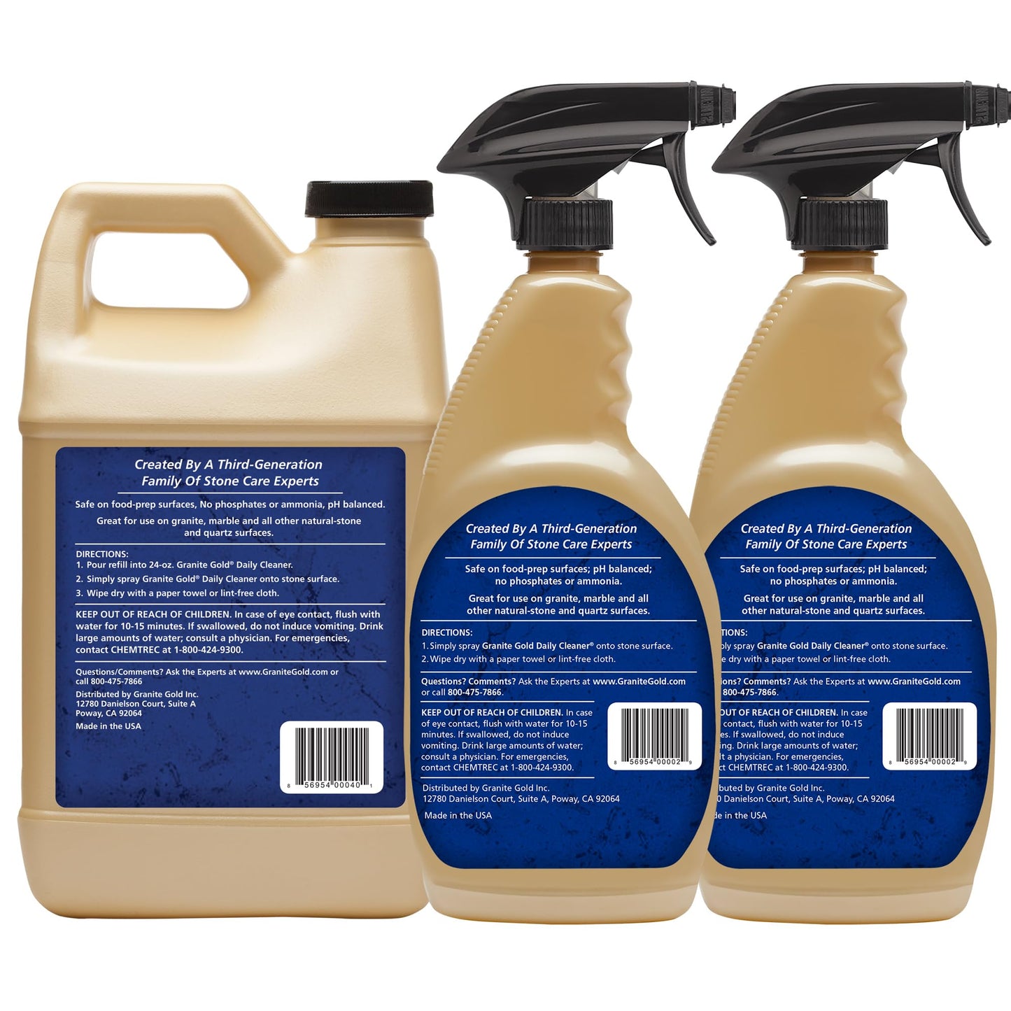 Granite Gold Daily Cleaner Spray Streak-Free Cleaning for Granite, Marble, Travertine, Quartz, Natural Stone Countertops, and Floors, 1 x 64 Fl. Oz