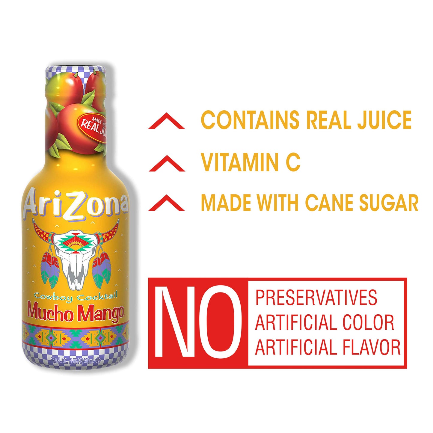 AriZona Mucho Mango, 16.9 Fl Oz (Pack Of 20), Bottle