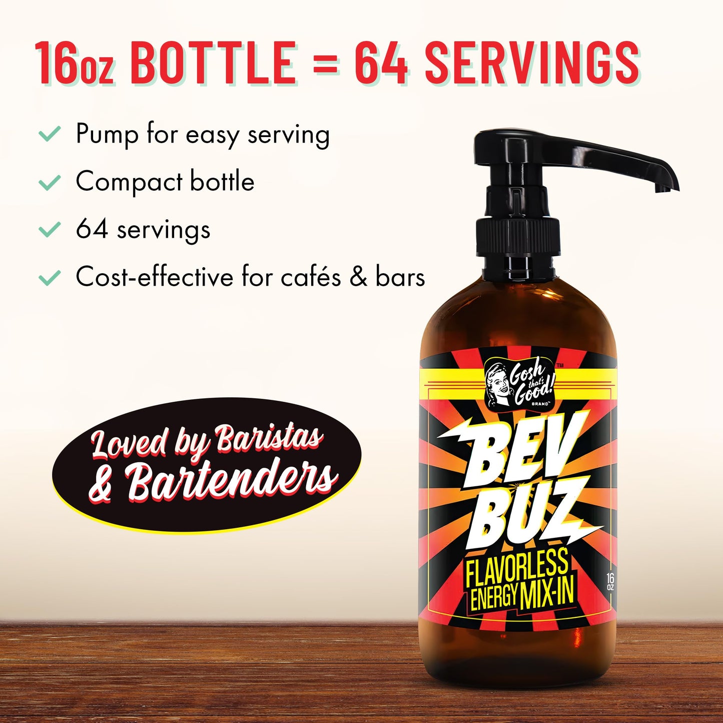 BEV BUZ™ Energy Drink Mix-In - Flavorless Liquid Caffeine Additive for Coffee, Tea, Smoothies, Sodas, Juices | Fast-Acting Energy Boost | Mixes Into