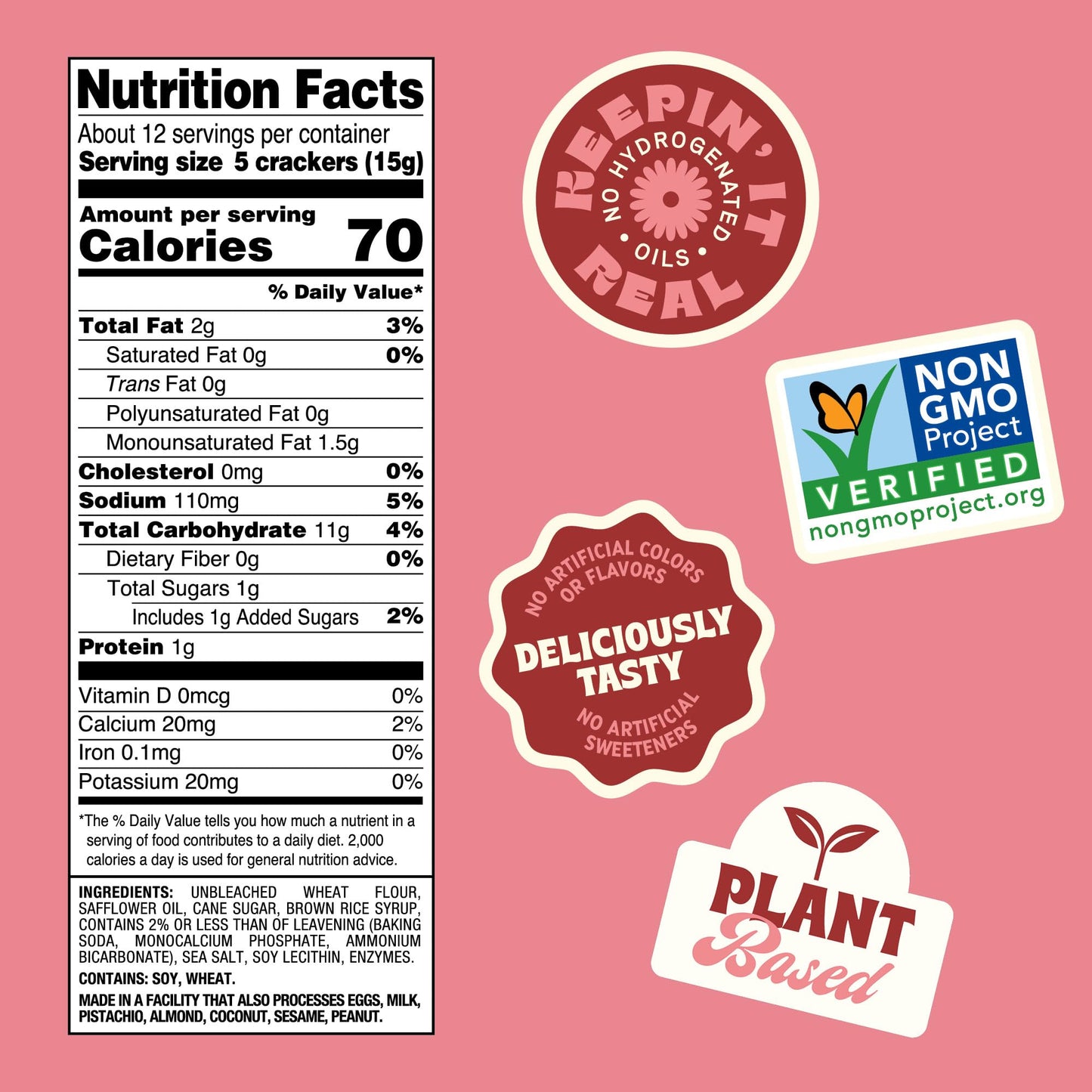 Back to Nature Classic Round Crackers, Non-GMO, Vegan Friendly Snack Cracker, Made with Wheat Flour & Sea Salt, Snack Happy, 6.5 oz Box