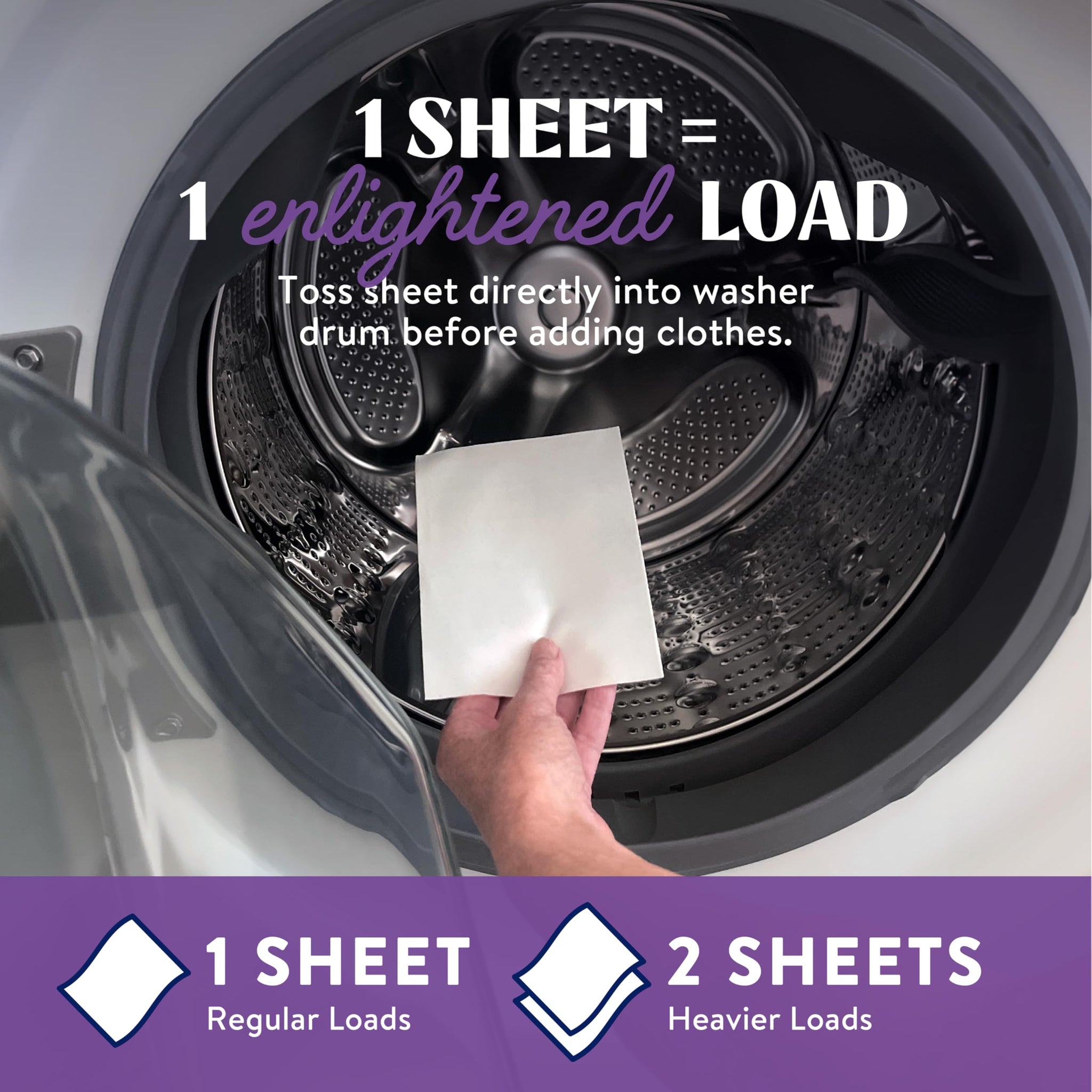 Cleancult Laundry Detergent Sheets - Resealable Box - 3 Stain Fighting Enzymes - Wild Lavender - 60 Loads - Free of Harsh Chemicals - No Mess - No