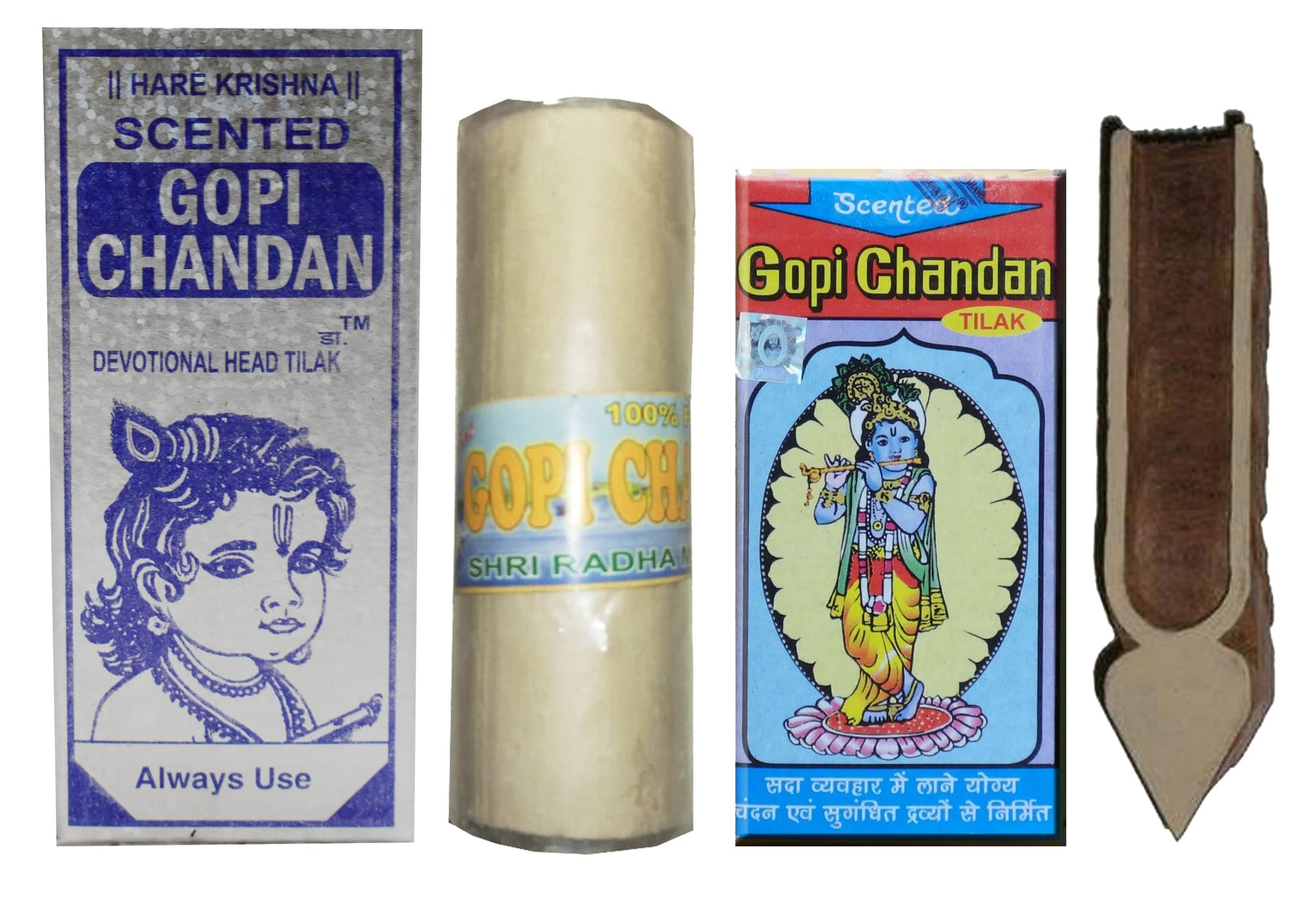 VRINDAVANBAZAAR.COM Gopi Chandan Tilak Powder Stick (Set-Small,Large,ROLL & Tilak)