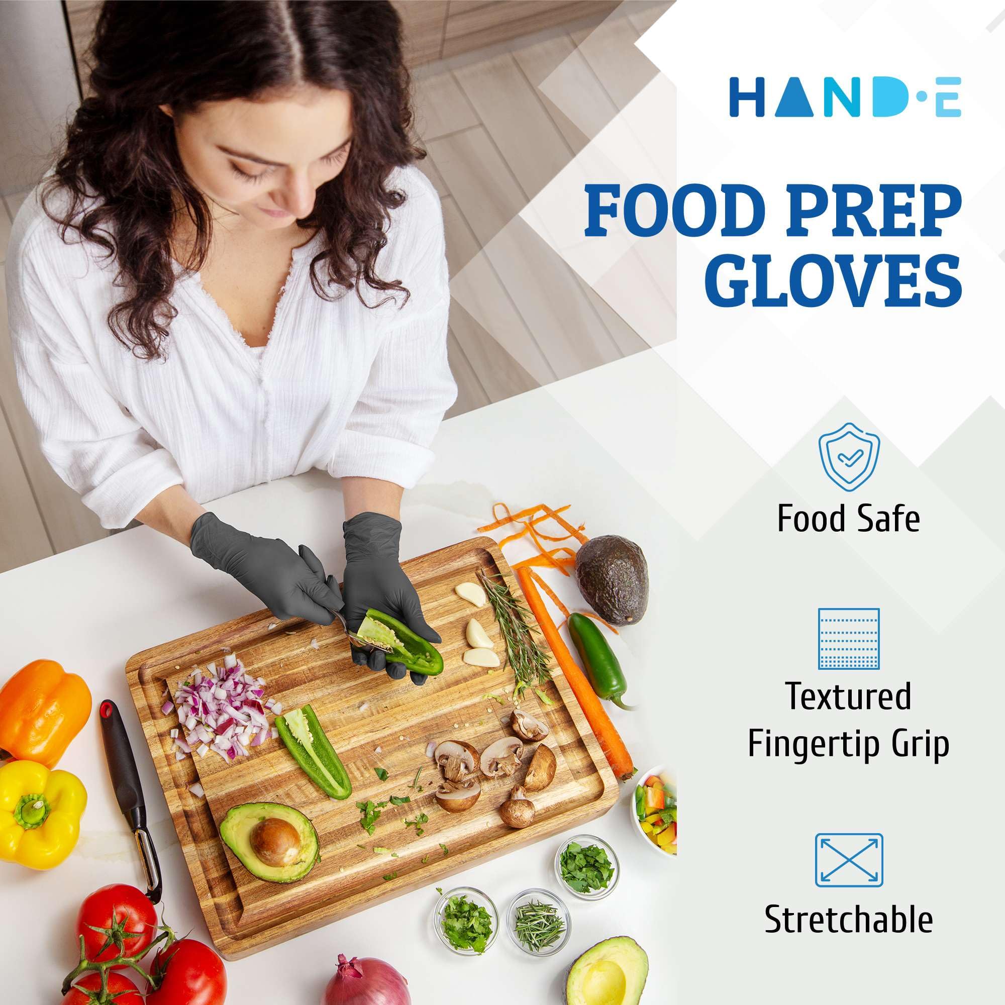 Hand-E Touch Grey Disposable Nitrile Gloves X Large 100 Count, Powder and Latex Free Medical Gloves for Exams and Surgical Needs - Food Safe