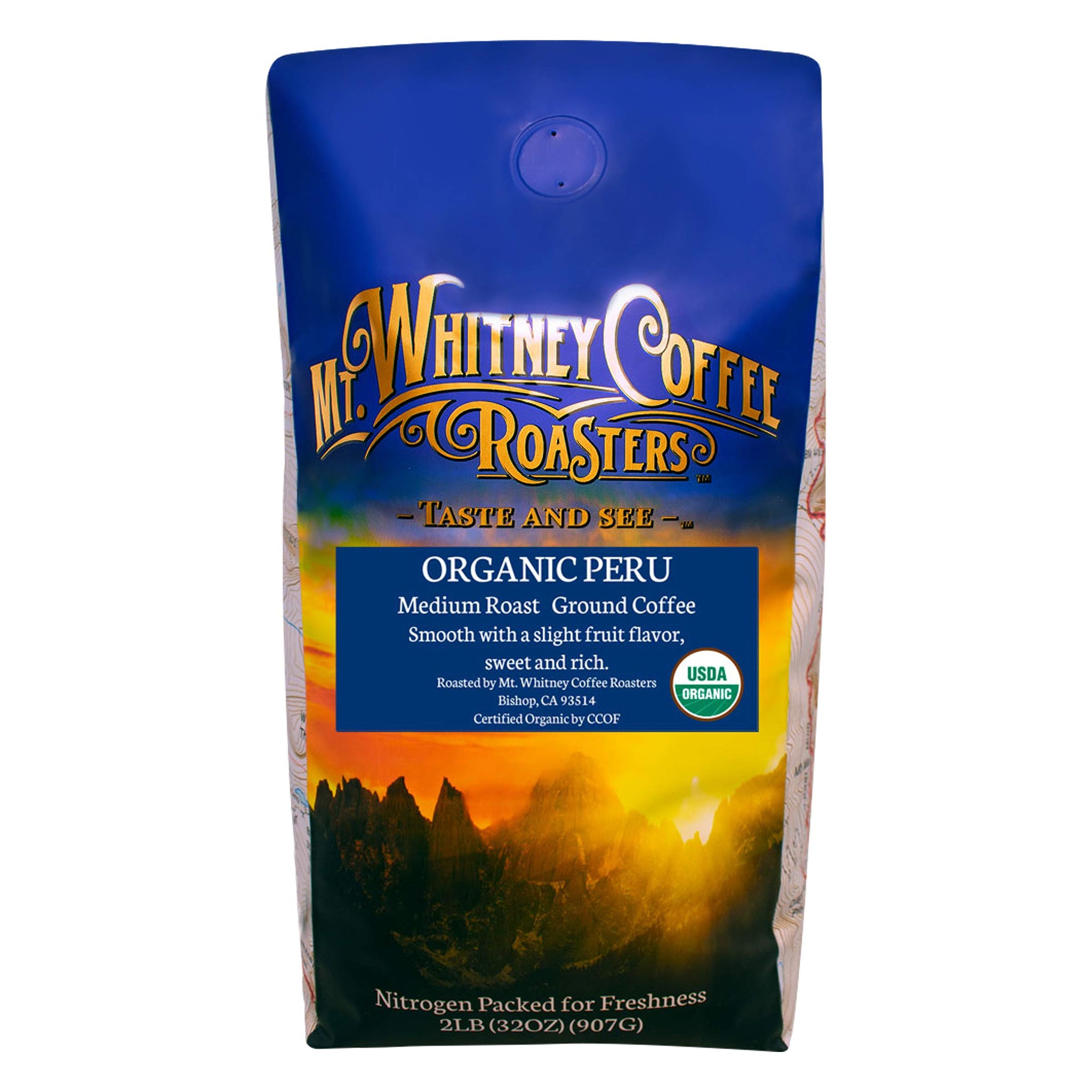 Mt. Whitney Coffee Roasters Organic Shade Grown, Low Acid Coffee from Peru (Ground, 2 Lb)