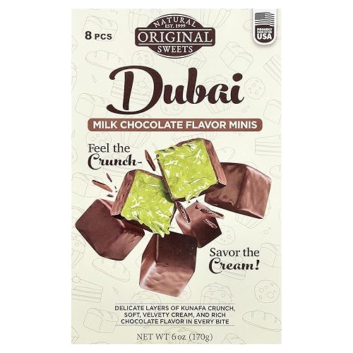 Original Natural Sweets - Dubai Chocolate Minis Savor The Pistachio Cream Feel The Crunch 6 oz | Luxury Rich Chocolate, Delicate Layers of Kunafa