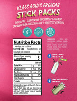 Klass Aguas Frescas, Powdered Drink Mix Variety Pack, 40 Singles Zero Sugar & Caffeine-Free Powder Packets, Water Drink Mix, Flavors: Cucumber