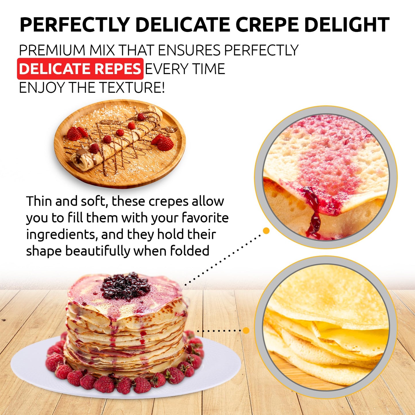OldSoul Professional Crepe Mix | Dough Mix | Vanilla Flavour | 5 Lbs | 36 Crepes (5 Lbs, Traditional)