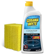 Cerama Bryte Glass Cooktop Cleaner Bundle with 10 Cleaning Pads for Removal of Tough Stains, Stovetop Cleaner for Glass - Ceramic Surfaces, 18 Ounces