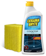 Cerama Bryte Glass Cooktop Cleaner Bundle with 10 Cleaning Pads for Removal of Tough Stains, Stovetop Cleaner for Glass - Ceramic Surfaces, 18 Ounces