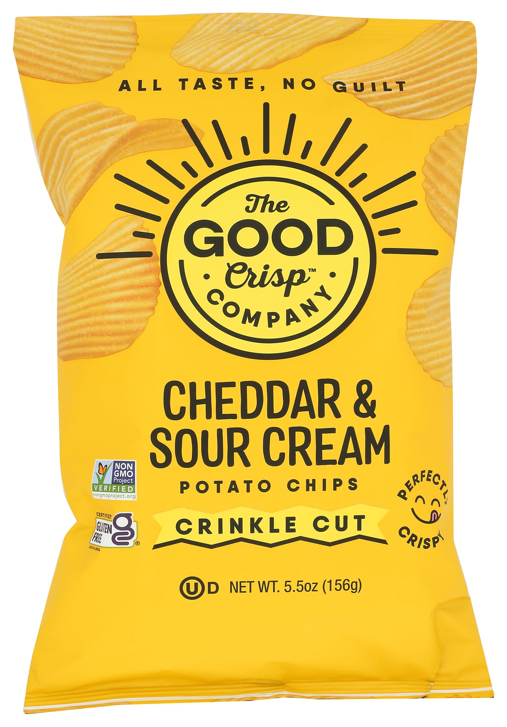 The Good Crisp Company, Chips Potato Crinkle Cut Sour Cream Cheddar, 5.5 Ounce