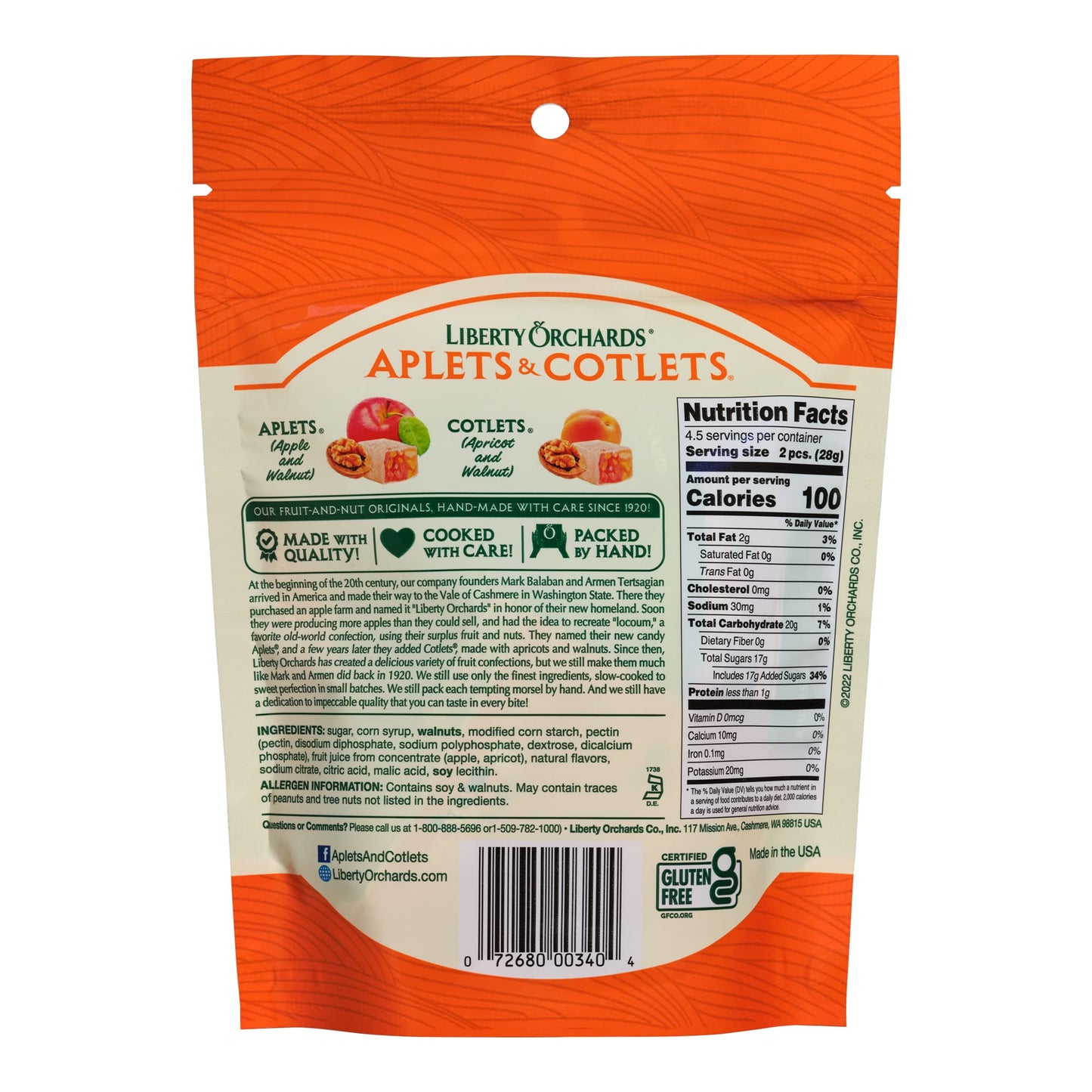 Liberty Orchards, Aplets & Cotlets - Applet & Apricot Lokum Candy - Vegan Turkish Delight 4.5oz
