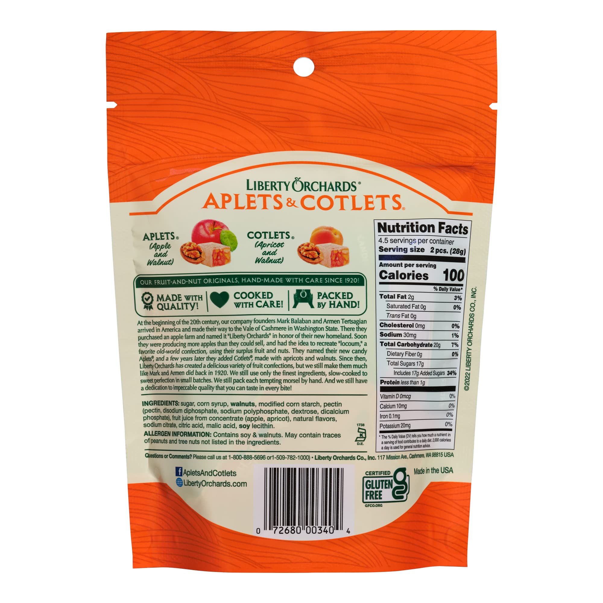 Liberty Orchards, Aplets & Cotlets - Applet & Apricot Lokum Candy - Vegan Turkish Delight 4.5oz