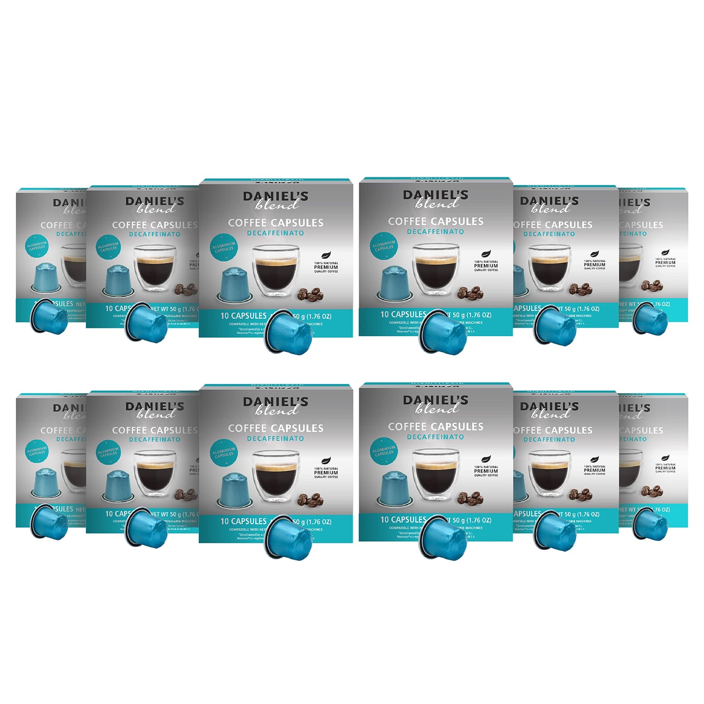 Daniels Blend Espresso Aluminum Capsules Compatible with Nespresso 120 Coffee Pods Single Server Kosher Certified Decaffeinato