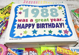 RETRO CANDY YUM ~ 1988 38th Birthday Gift Box of Nostalgic Candy from Childhood for 38 Year Old Man or Woman Born 1988