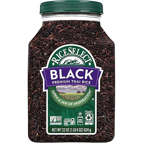 RiceSelect Premium Black Rice, Whole-Grain, Gluten-Free, Non-GMO, and Vegan Rice, BPA-Free 22-Ounce Jar (Pack of 1)