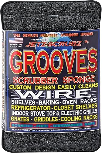 Jetz-Scrubz Grooves Scratch-Free Scrubber Sponge - Cleans Wire Shelves, Oven & Baking Racks
