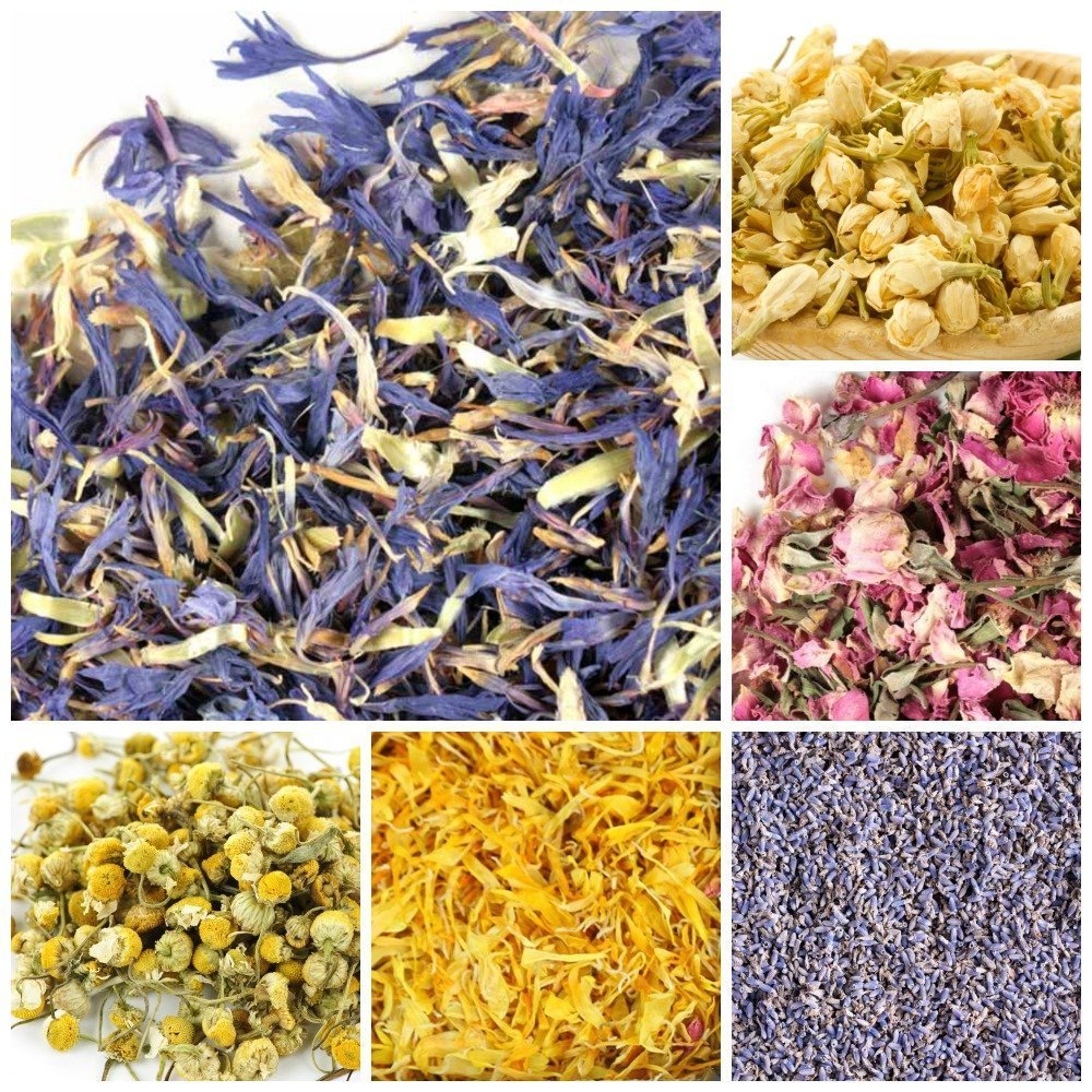 Edible Flowers for Drinks and Food, Bulk Edible Dried Flowers for Soap Making and More! 1.5 Cups Each- Jasmine, Rosebuds, Rose Petals, Lavender