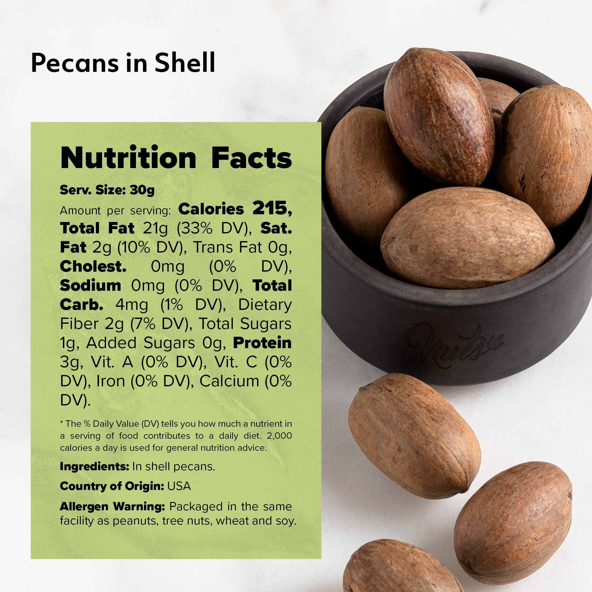 NUTS U.S. - Pecans In shell | Whole, Raw and Unsalted | No Added Flavor or Color | Fresh Buttery Taste and Easy to Crack | Natural Unshelled Pecans