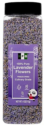 NPG Freeze Dried Lavender Flowers 4 Oz, Culinary Grade Lavender Buds for Tea, Baking, DIY Soap, Candle Making, Potpourri, Natural Fragrance Sachets