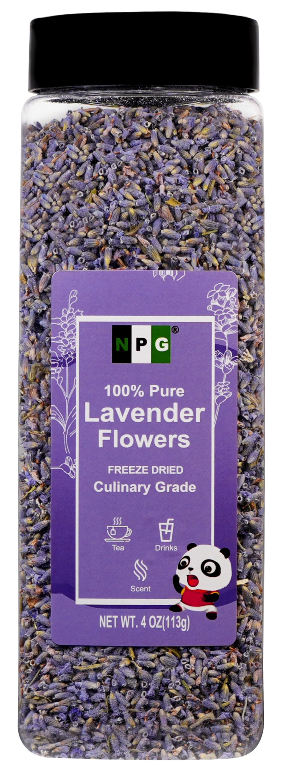 NPG Freeze Dried Lavender Flowers 4 Oz, Culinary Grade Lavender Buds for Tea, Baking, DIY Soap, Candle Making, Potpourri, Natural Fragrance Sachets