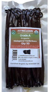 50 Organic Grade A Madagascar Vanilla Beans. Certified USDA Organic for Extract and All Things Vanilla. ~5" by FITNCLEAN VANILLA. Bulk Fresh NON-GMO