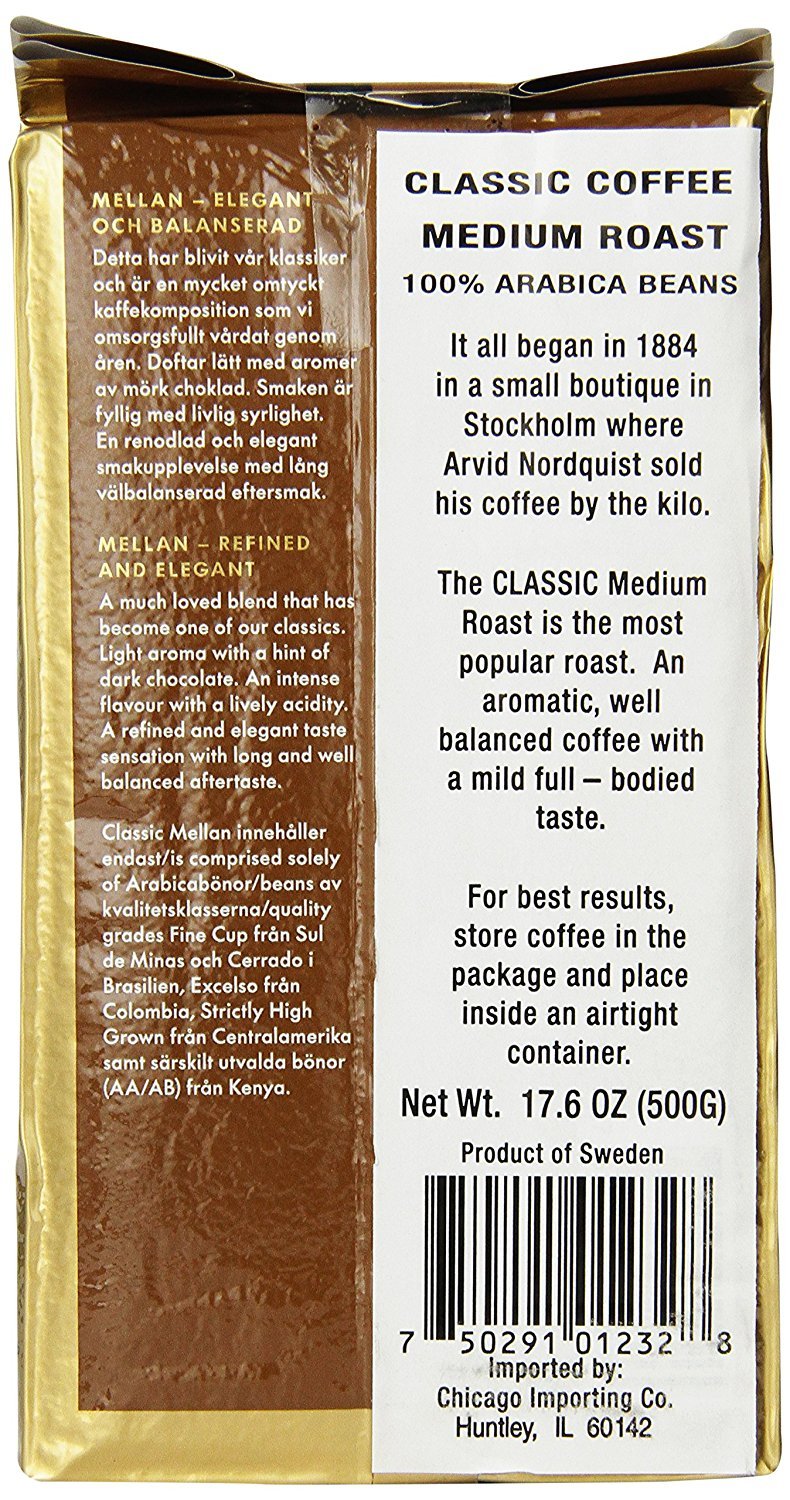 Arvid Norquist Classic Coffee, Mellanrost (Medium Roast), 17.6 Ounce