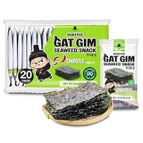 Jayone Roasted Gat Gim Seaweed Snack - Chipotle, Korean Nori Seaweed Snacks, Trayless 20 Pack, Keto Friendly, Plant Based, Low Fat, 20 x 0.14 oz