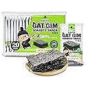 Jayone Roasted Gat Gim Seaweed Snack - Chipotle, Korean Nori Seaweed Snacks, Trayless 20 Pack, Keto Friendly, Plant Based, Low Fat, 20 x 0.14 oz
