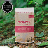 Tony's Coffee, Espresso Noir (12oz), Medium-Dark Roast Whole Bean Coffee, Organic and Fair Trade