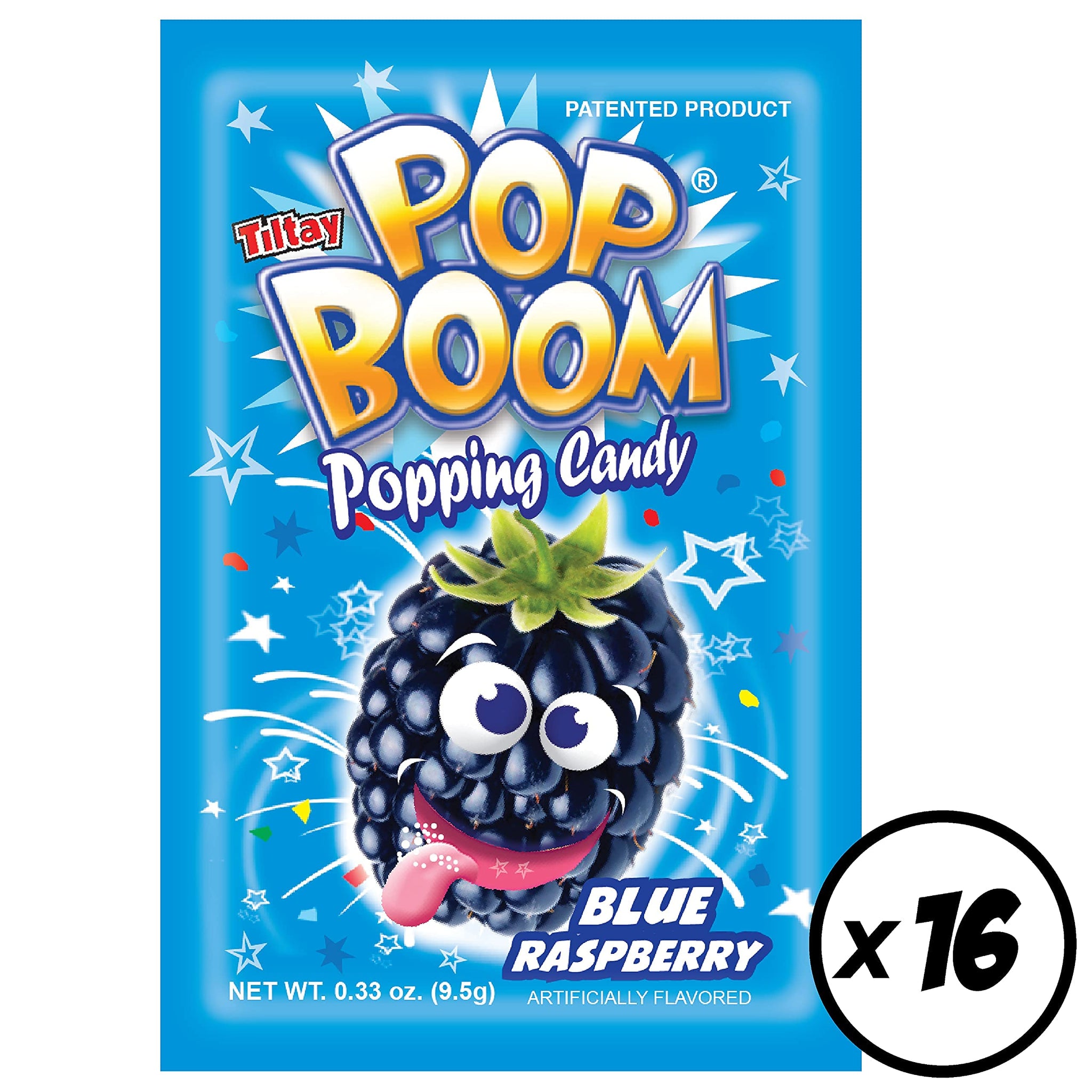 Pop Boom Popping Candy - Blue Raspberry Flavor | 16 packs