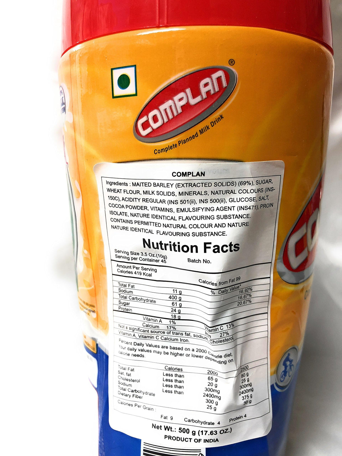 Complan for growth complete planned food Natural Drink Mix (Milk Based) 500g Jar