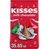 HERSHEY'S KISSES Milk Chocolate, Christmas Candy Bulk Bag, 35.85 oz (Pack of 8)