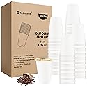 TashiBox 12 oz White Hot Drink Paper Cups - 300 Count - Disposable Paper Coffee Cups