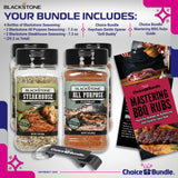 Blackstone All Purpose (AP) & Steakhouse Savory Seasoning - Gourmet Griddle Premium BBQ Barbecue Rub 4 Pk Choice Bundle (29.2 oz) + BBQ Guide & Opener