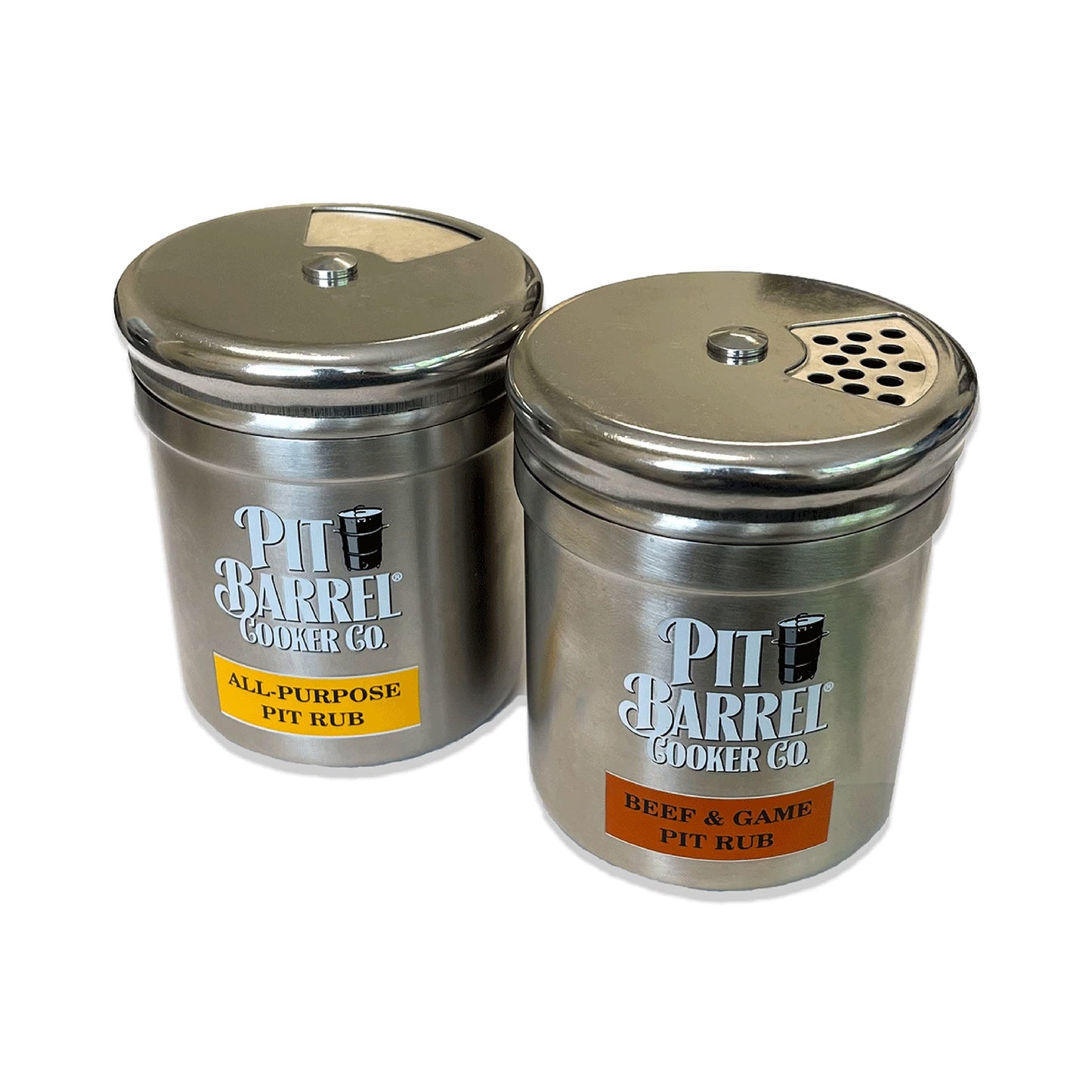 Pit Barrel Cooker Pit Rub Signature Shaker Set | Pit Rub Shakers for Beef and Game Pit Rub and All Purpose Pit Rub | Stainless Steel Adjustable