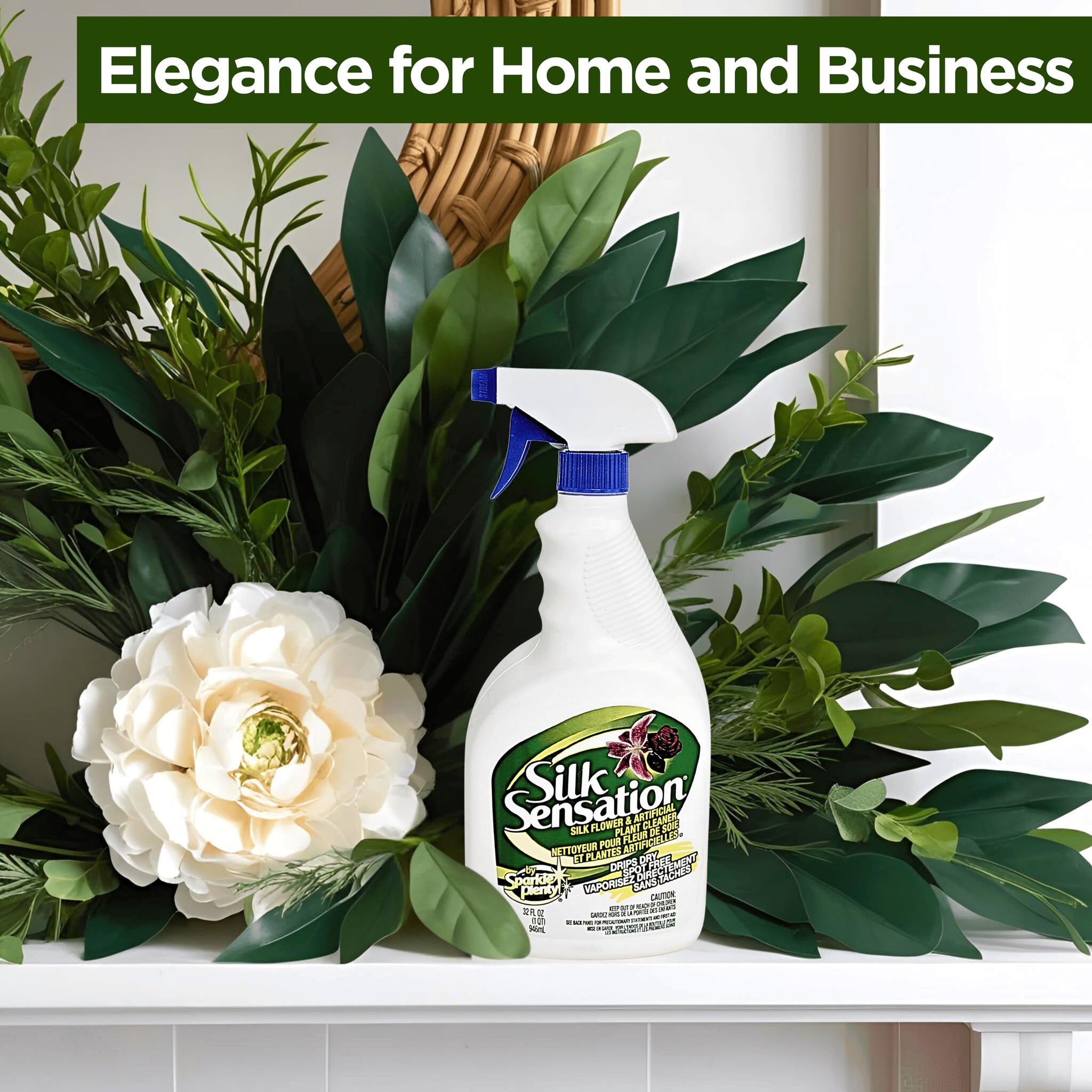 Sparkle Plenty Silk Sensation Artificial Flower & Plant Leaf Cleaner and Shine - Fake Flower Dusting Spray - Silk Plant Cleaner Spray No Wipe - Drip