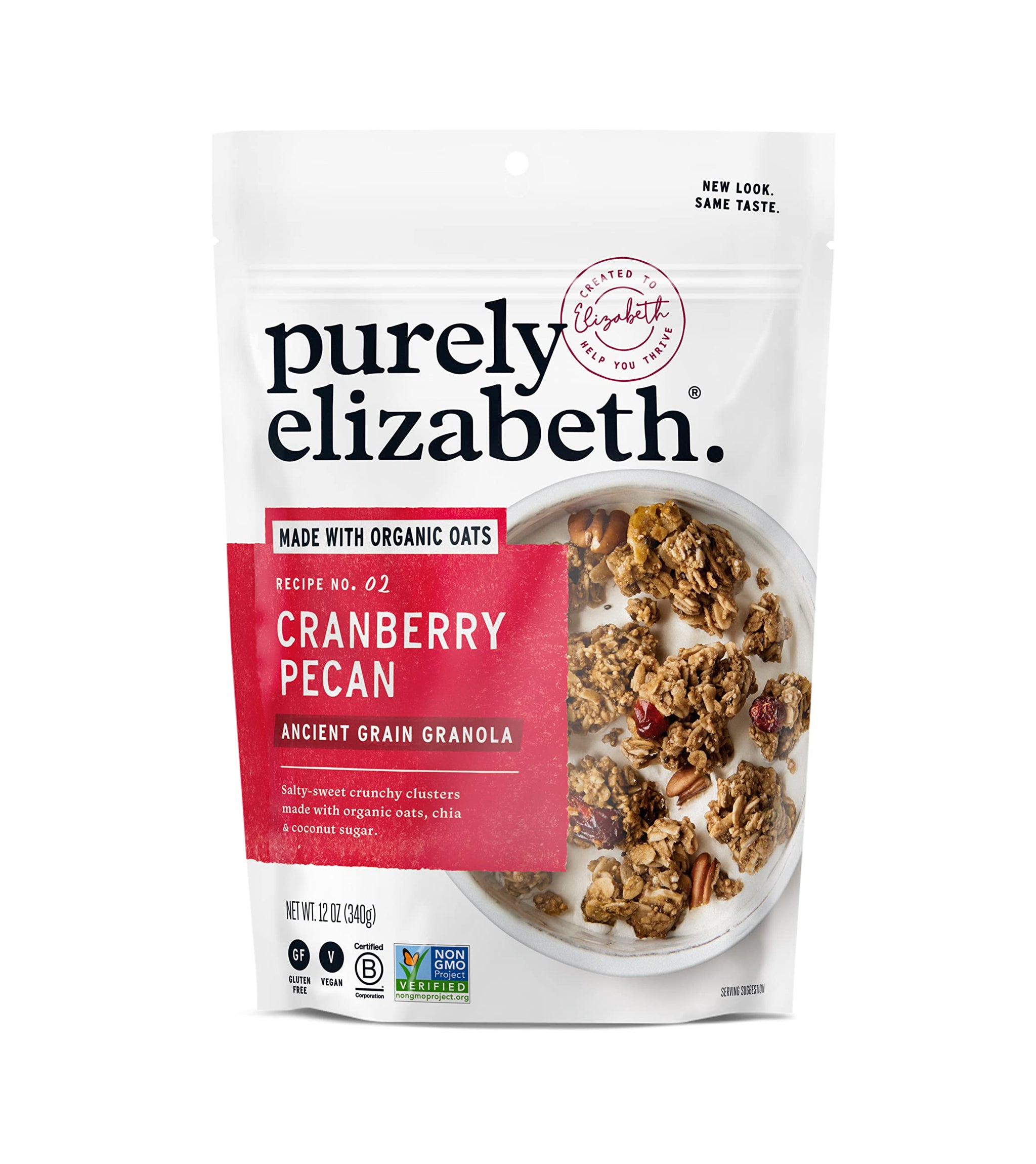 Purely Elizabeth Ancient Grain Granola, Certified Gluten-free, Vegan & Non-GMO | Coconut Sugar | Delicious Healthy Snack | Cranberry Pecan | 12oz